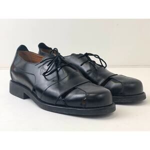 Toschi Luxury Black Leather Open Cutout Shoes Made in Italy Sz 9.5